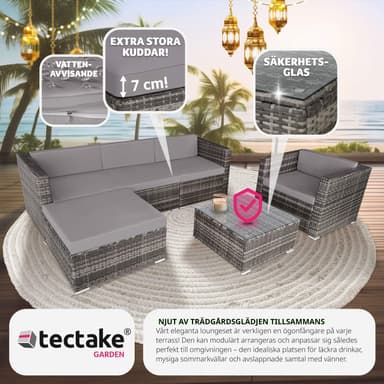 tectake Loungeset Milano i konstrotting - grå