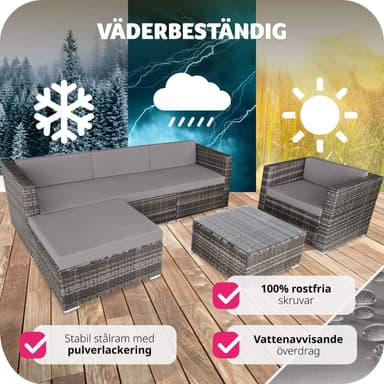 tectake Loungeset Milano i konstrotting - grå