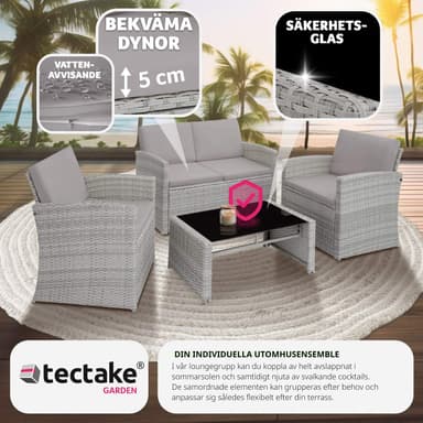 tectake Loungeset Lucca i konstrotting - gråmelerad/grå