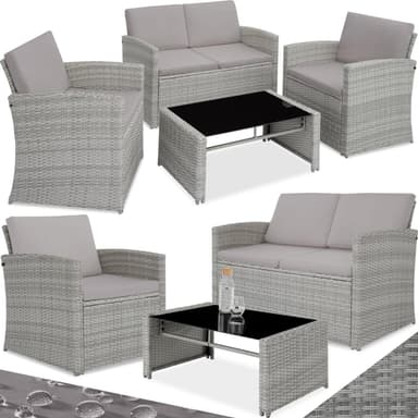 tectake Loungeset Lucca i konstrotting - gråmelerad/grå