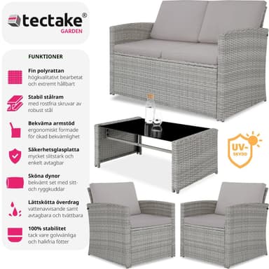 tectake Loungeset Lucca i konstrotting - gråmelerad/grå