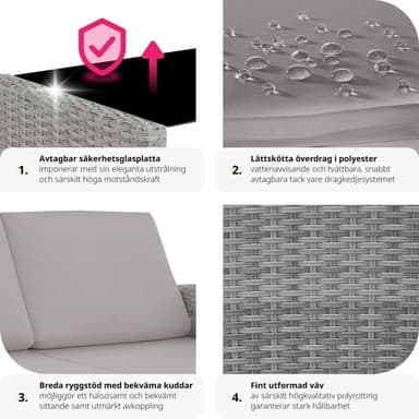 tectake Loungeset Lucca i konstrotting - gråmelerad/grå