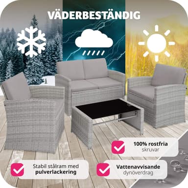 tectake Loungeset Lucca i konstrotting - gråmelerad/grå