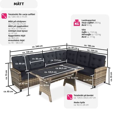 tectake Loungeset i rottning Catania - natur