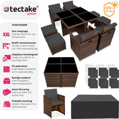 tectake Matgrupp Manhattan i konstrotting - svart/brun