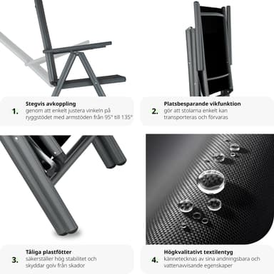 tectake Matgrupp i Aluminium med 8 stolar - antracit