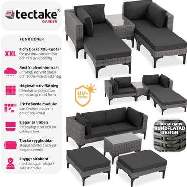 tectake Loungeset Bellaria med aluminiumstomme - grå