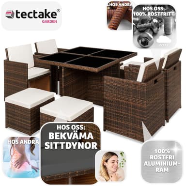 tectake Matgrupp Manhattan i konstrotting - svart/brun