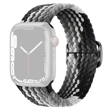 SKALO Flätat tygarmband Apple Watch Ultra 2 49mm - Grå-Svart
