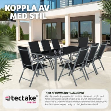tectake Matgrupp i Aluminium med 8 stolar - antracit