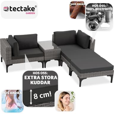 tectake Loungeset Bellaria med aluminiumstomme - grå