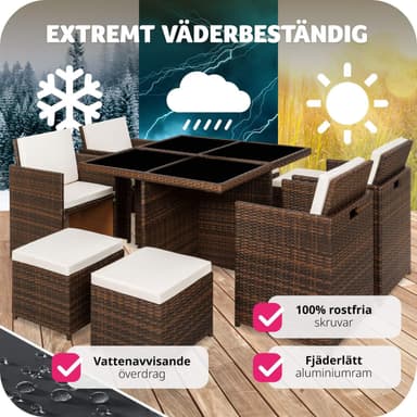 tectake Matgrupp Manhattan i konstrotting - svart/brun