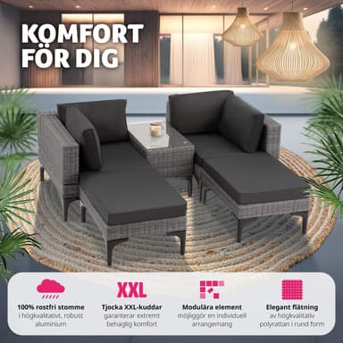 tectake Loungeset Bellaria med aluminiumstomme - grå