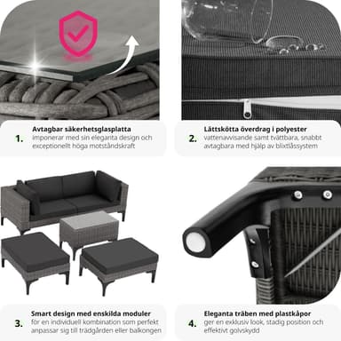 tectake Loungeset Bellaria med aluminiumstomme - grå