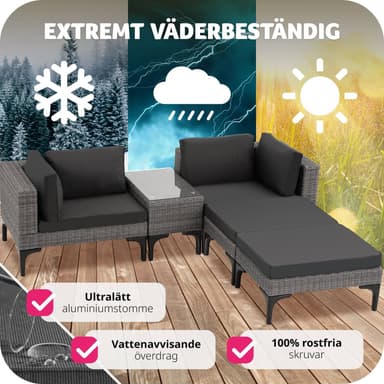 tectake Loungeset Bellaria med aluminiumstomme - grå
