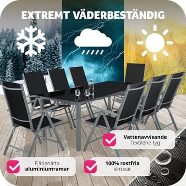 tectake Matgrupp i Aluminium med 8 stolar - antracit