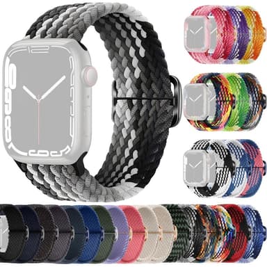 SKALO Flätat tygarmband Apple Watch Ultra 2 49mm - Grå-Svart