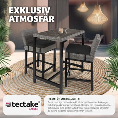 tectake Rotting barbord Kutina med 2 stolar Latina - grå