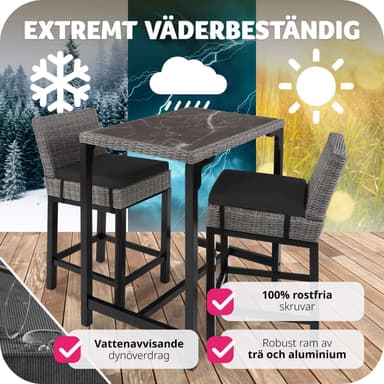 tectake Rotting barbord Kutina med 2 stolar Latina - grå