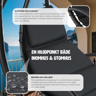 tectake Hängmatta Elaria med soltak och sidoficka - svart