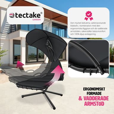 tectake Hängmatta Elaria med soltak och sidoficka - svart