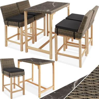 tectake Rotting barbord Kutina med 4 stolar Latina - natur