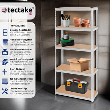 tectake Robust hylla - 180 x 75 x 30 cm, 350 kg