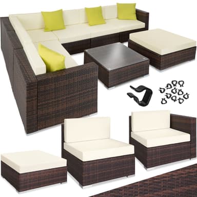 tectake Loungeset Marbella i konstrotting - brunmelerad