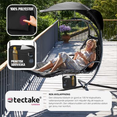 tectake Hängmatta Elaria med soltak och sidoficka - svart