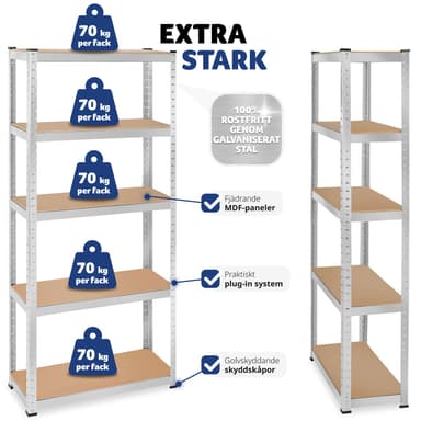 tectake Robust hylla - 180 x 75 x 30 cm, 350 kg