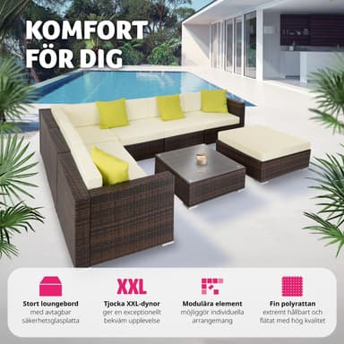tectake Loungeset Marbella i konstrotting - brunmelerad