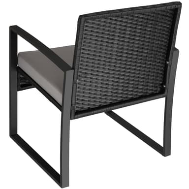 tectake Loungeset i konstrotting Granada med bord för 2 personer, svart - ljusgrå/svart