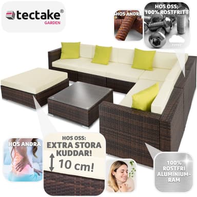 tectake Loungeset Marbella i konstrotting - brunmelerad