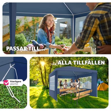 tectake Paviljong Baraban 3x3m med 3 sidopaneler - blå