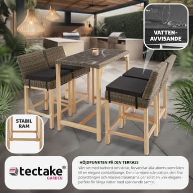tectake Rotting barbord Kutina med 4 stolar Latina - natur
