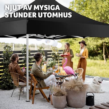 tectake Hopfällbar partytält Olivia 3x3 m med 4 sidodelar - svart