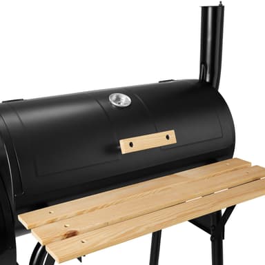 tectake Kolgrill med lock och värmeställ, inklusive temperaturvisning - svart