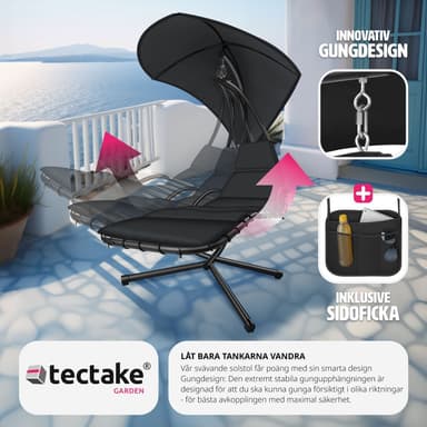 tectake Hängmatta Elaria med soltak och sidoficka - svart