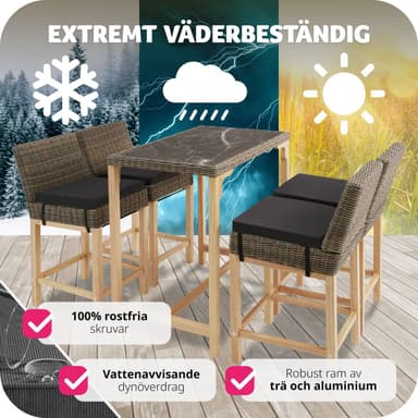 tectake Rotting barbord Kutina med 4 stolar Latina - natur