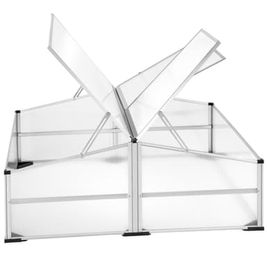 tectake Drivhus i aluminium med låsbart tak - 102 x 102 x 41 / 31 cm