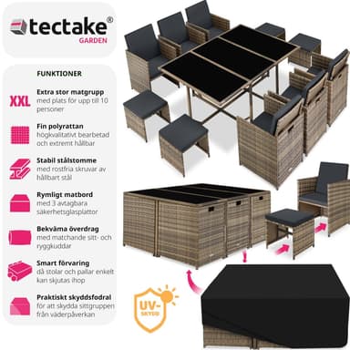 tectake Matgrupp Malaga i konstrotting inkl regnskydd - natur