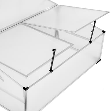 tectake Drivhus i aluminium med låsbart tak - 102 x 102 x 41 / 31 cm