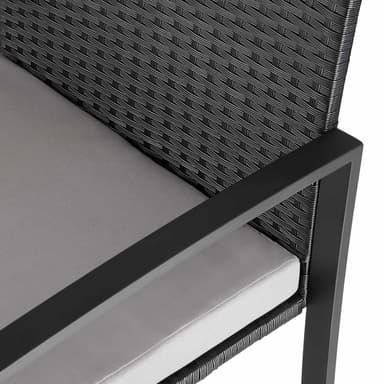 tectake Loungeset i konstrotting Granada med bord för 2 personer, svart - ljusgrå/svart