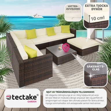 tectake Loungeset Marbella i konstrotting - brunmelerad