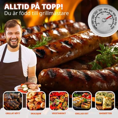 tectake Kolgrill med lock och värmeställ, inklusive temperaturvisning - svart