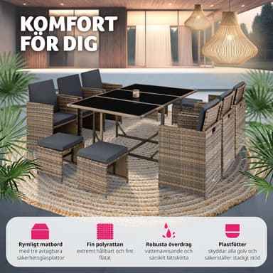 tectake Matgrupp Malaga i konstrotting inkl regnskydd - natur