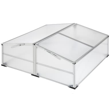 tectake Drivhus i aluminium med låsbart tak - 102 x 102 x 41 / 31 cm