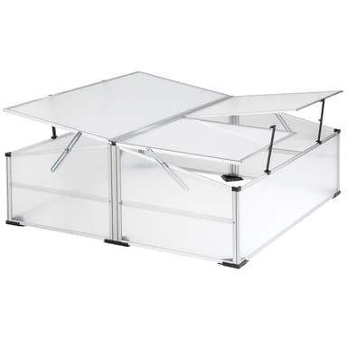 tectake Drivhus i aluminium med låsbart tak - 102 x 102 x 41 / 31 cm