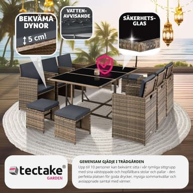 tectake Matgrupp Malaga i konstrotting inkl regnskydd - natur
