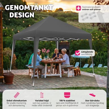 tectake Hopfällbar Paviljong Linosa 3x3 m - grå